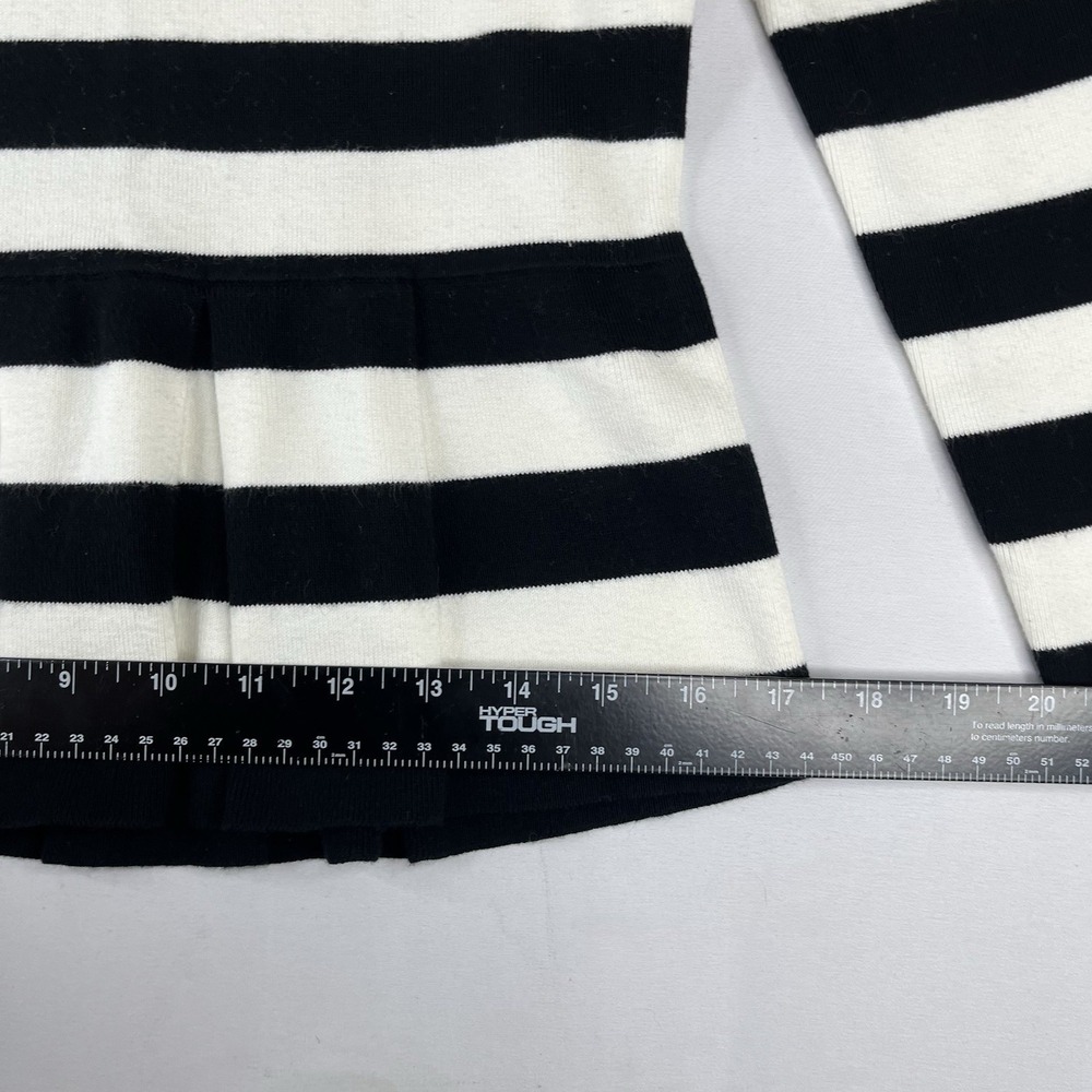 Banana Republic Women Small Black White Striped Peplum Knit Sweater Long Sleeve - Picture 12 of 16